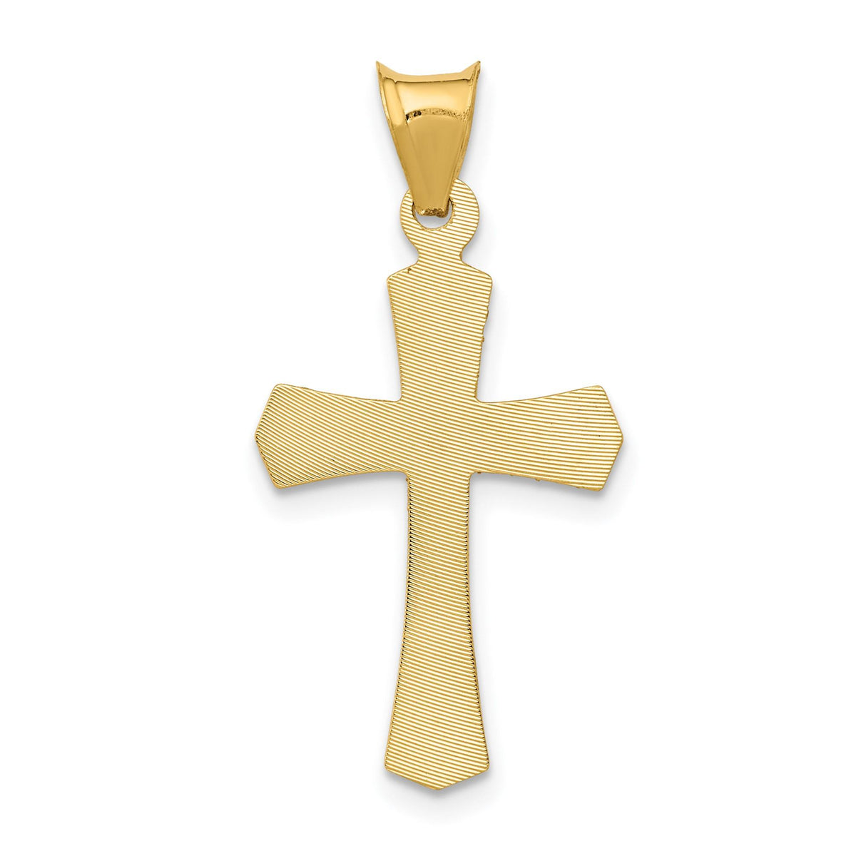 14k Yellow Gold Crucifix Pendant with Jesus Figure, Polished Satin Finish Religious Charm