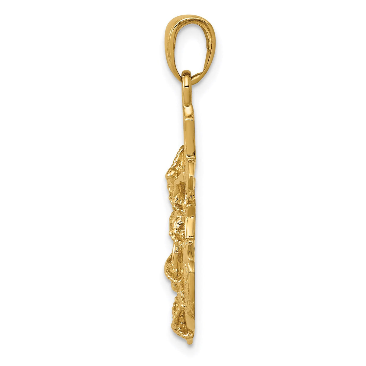 14k Yellow Gold Crucifix Pendant with Textured Mariner Anchor Cross Design