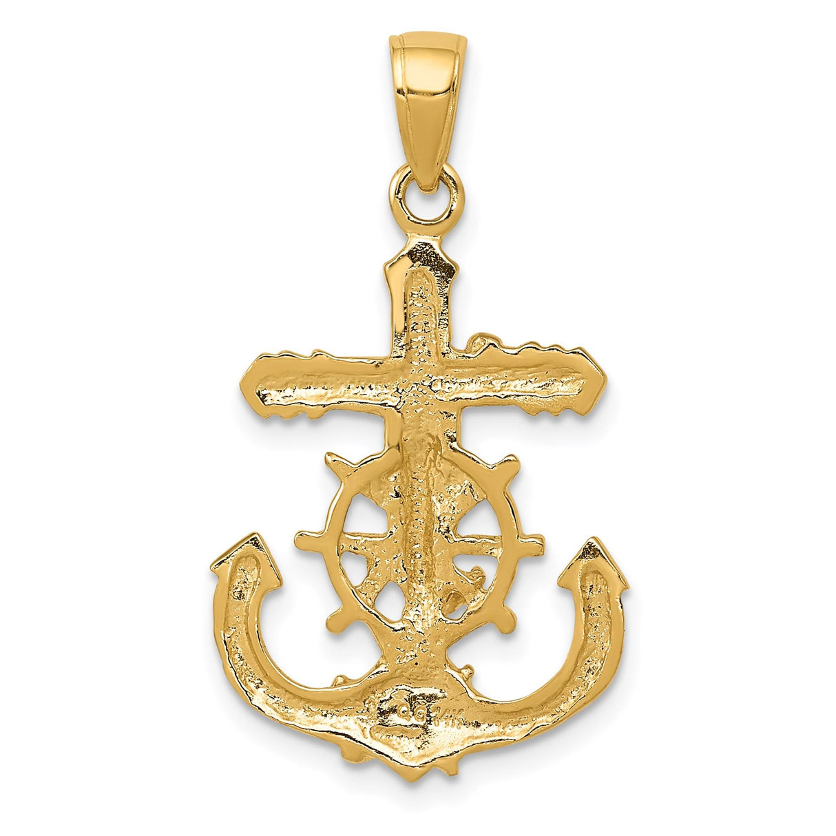 14k Yellow Gold Crucifix Pendant with Textured Mariner Anchor Cross Design