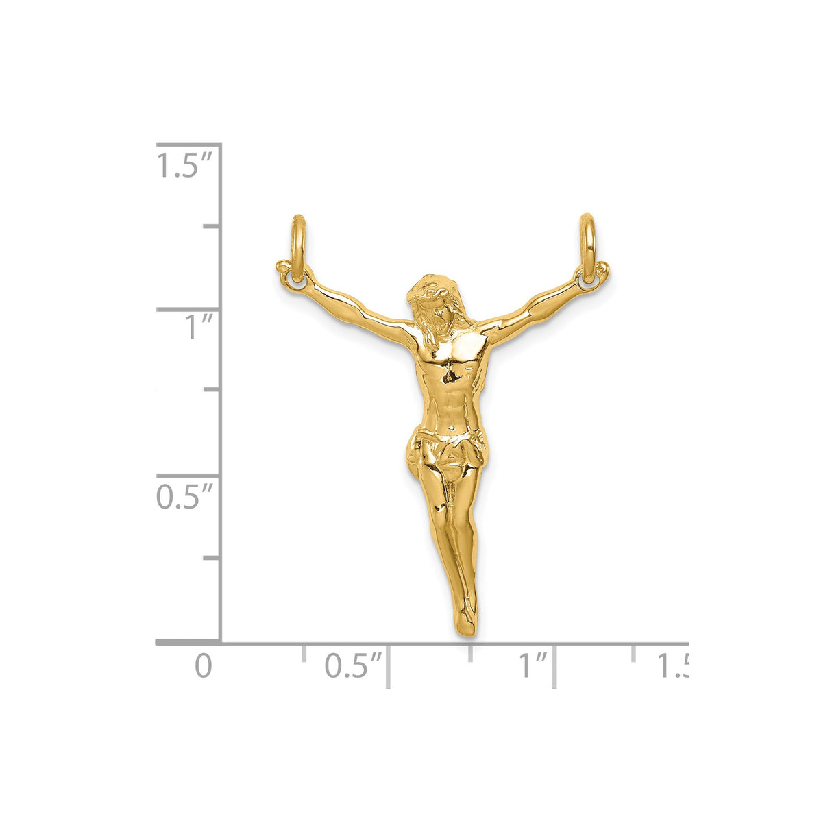 14k Yellow Gold Crucifix Pendant with Jesus on the Cross, Catholic Christian Jewelry for Men or Women