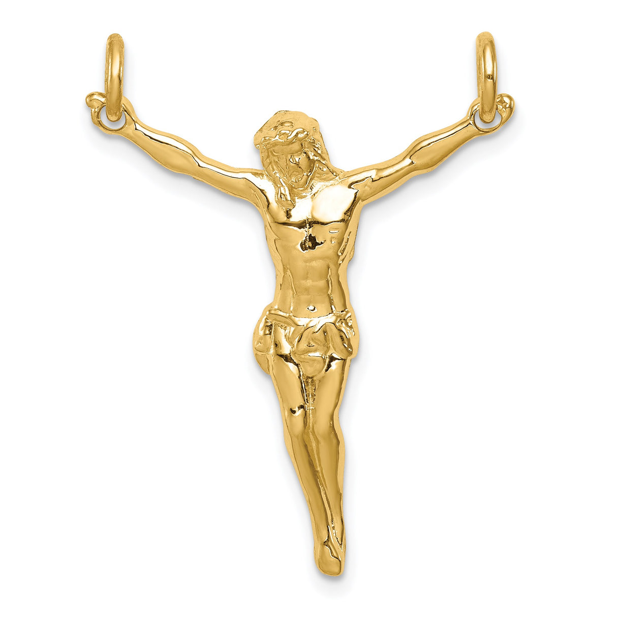 14k Yellow Gold Crucifix Pendant with Jesus on the Cross, Catholic Christian Jewelry for Men or Women
