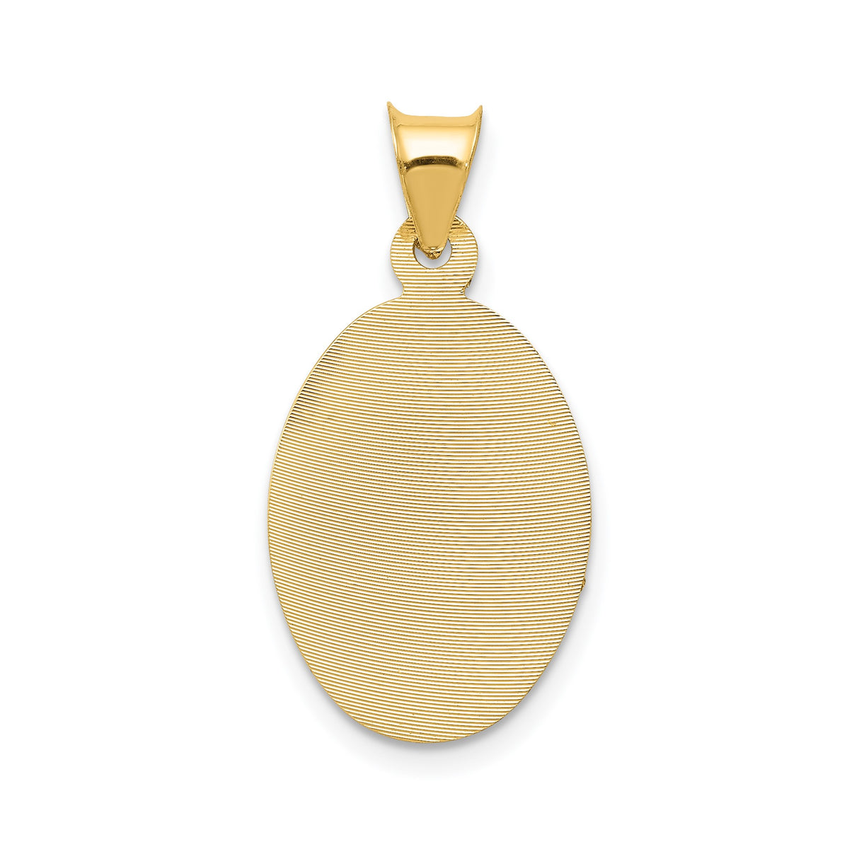 14k Tri-Color Gold Oval Pendant with Sacred Heart of Jesus, Polished and Diamond-Cut Religious Medallion