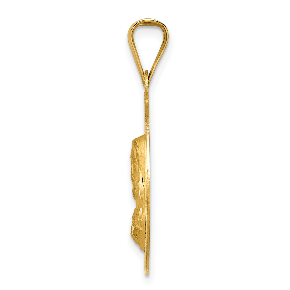 14k Yellow Gold Sacred Heart Pendant, Jesus Relief Medallion, Catholic Religious Charm