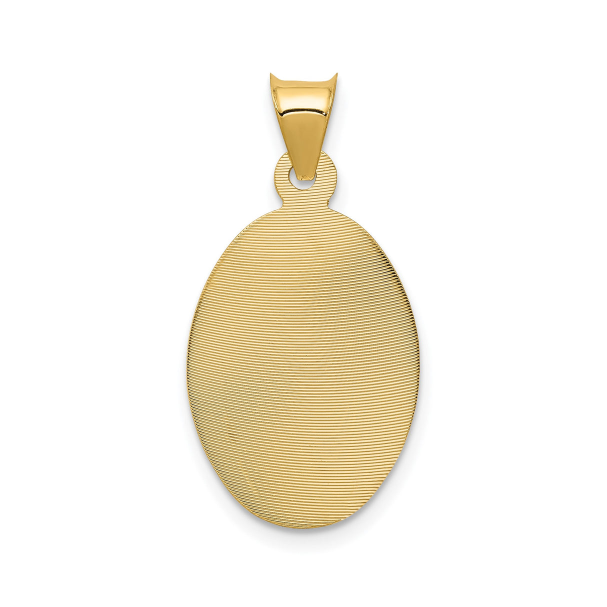 14k Tri-Color Gold Oval Crucifix Pendant with Raised Jesus, Rhodium Plated Christian Charm