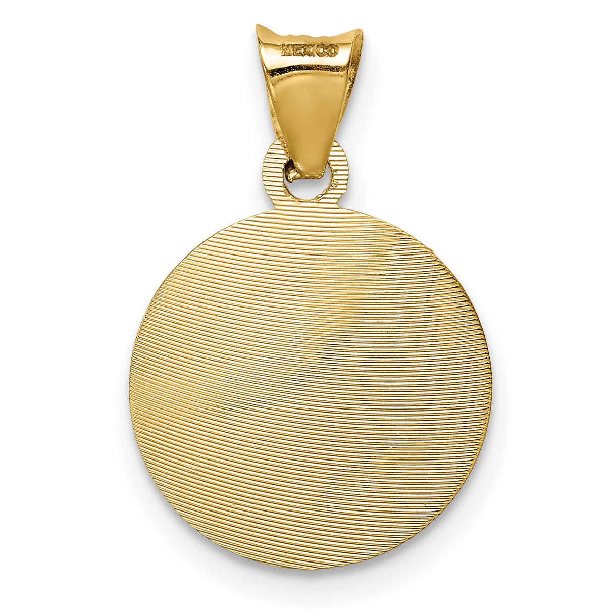 Polished Our Lady of Guadalupe Round Charm Pendant in Real 14k Multi-Tone Gold