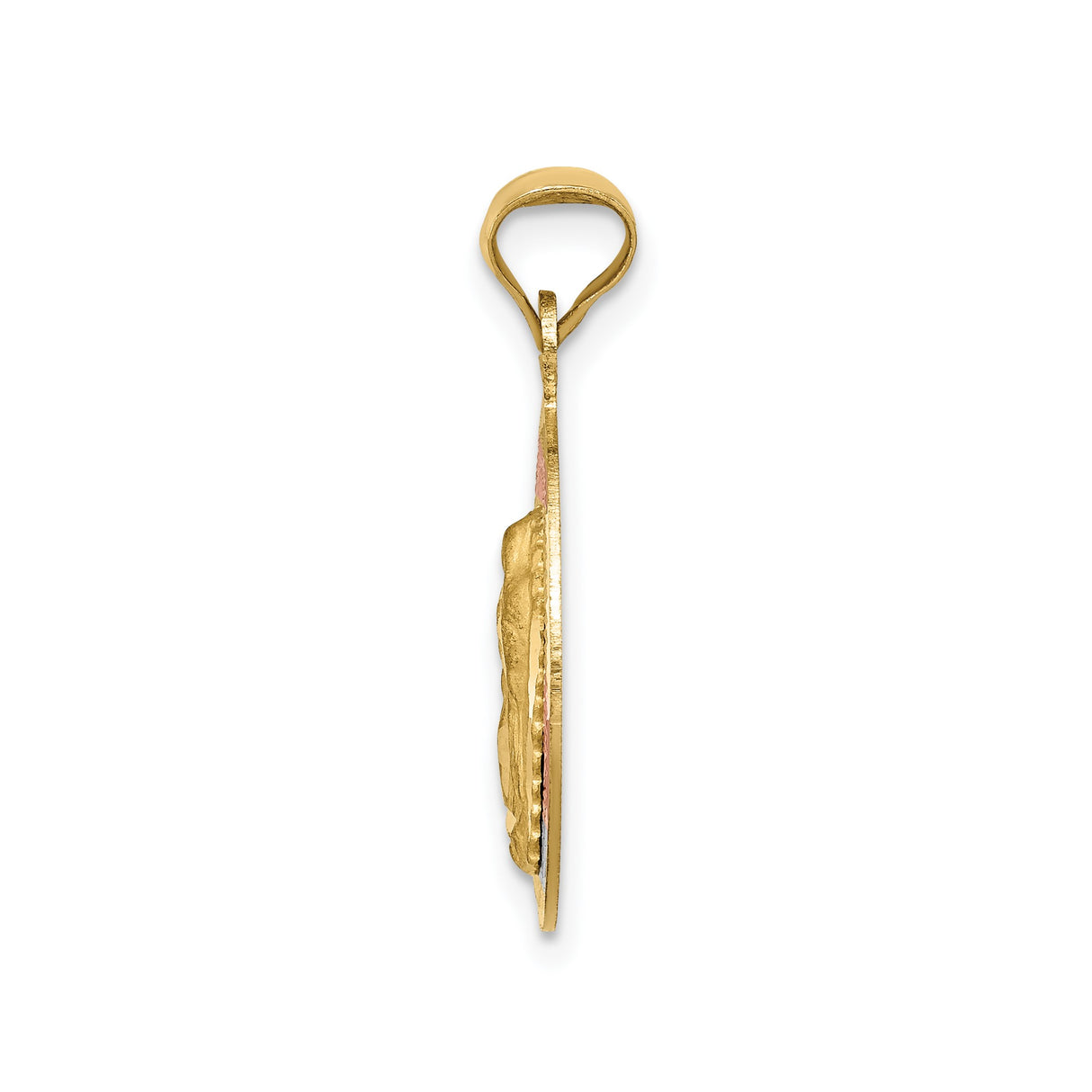 14k Tri-Color Gold Pendant with Rhodium Accents, Our Lady of Guadalupe Medallion