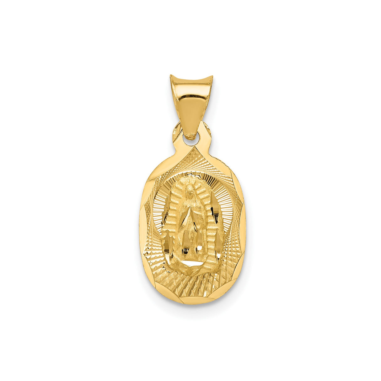 14k Yellow Gold Our Lady Guadalupe Virgin Mary Pendant, Catholic Religious Charm