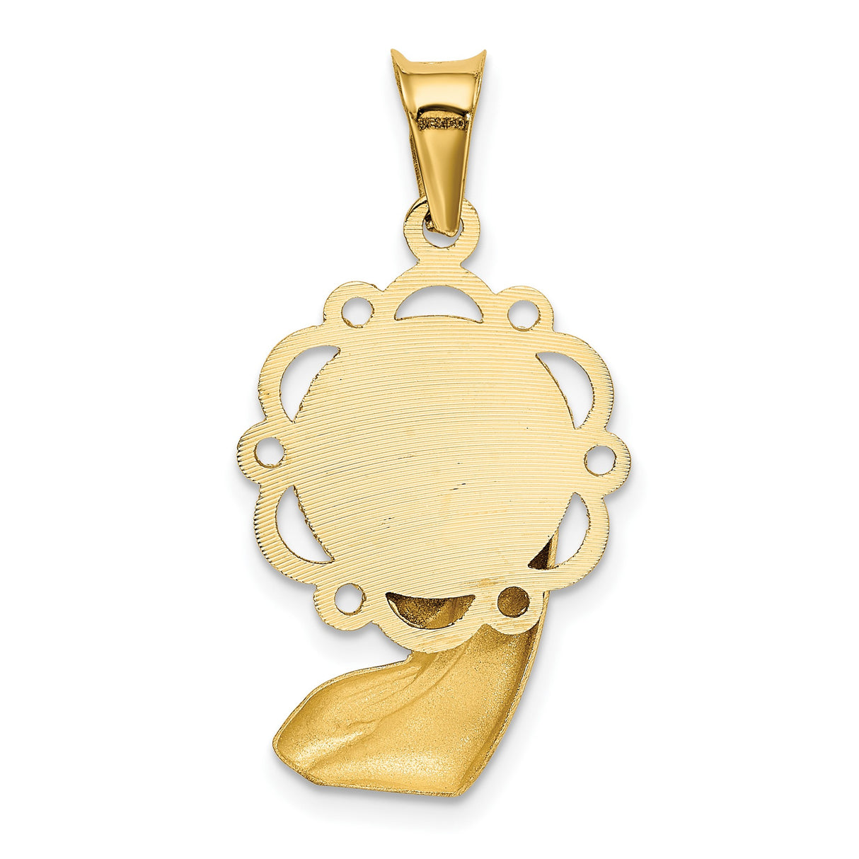 14k Two-Tone Gold Virgin Mary Pendant with Halo Detail, Religious Charm for Women