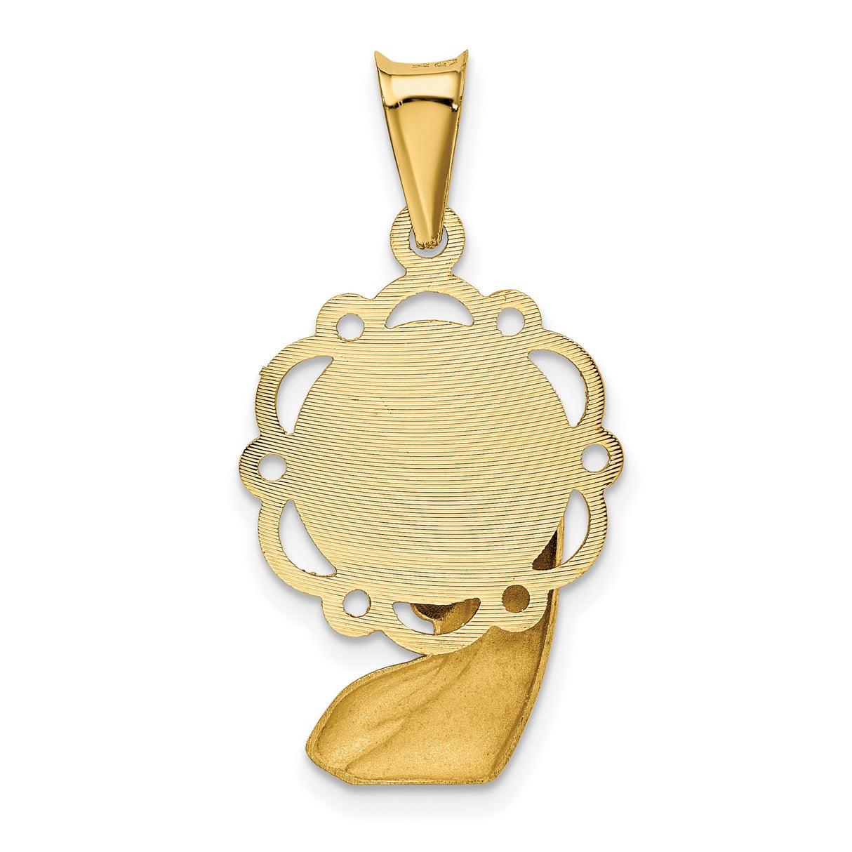 Mary Mother of God Blessed Virgin Figurine Shaped Charm Pendant in Real 14k Yellow Gold