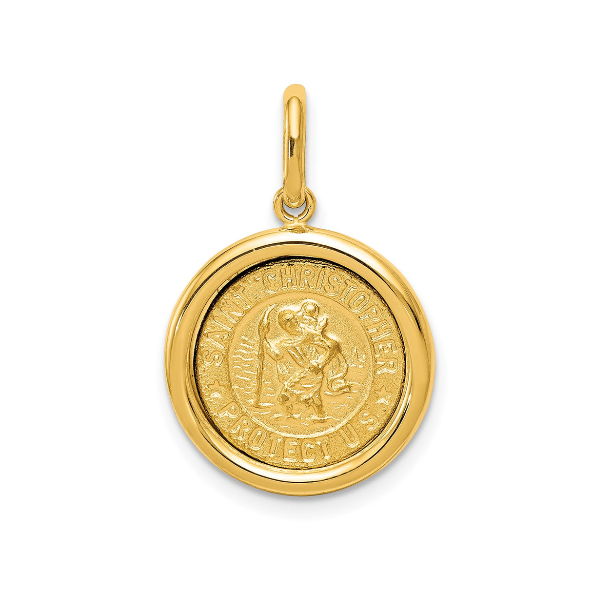 14k Yellow Gold Saint Christopher Medallion Pendant, Religious Travel Protection Jewelry for Men