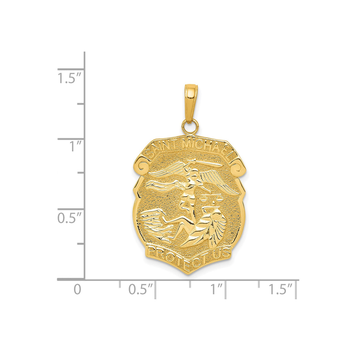 14k Yellow Gold Saint Michael Protection Pendant, Archangel Badge Medal for Men