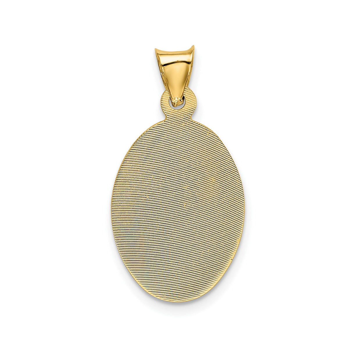 14k Tri-Color Gold Holy Family Pendant with Rhodium Accent, Oval Catholic Medal for Women