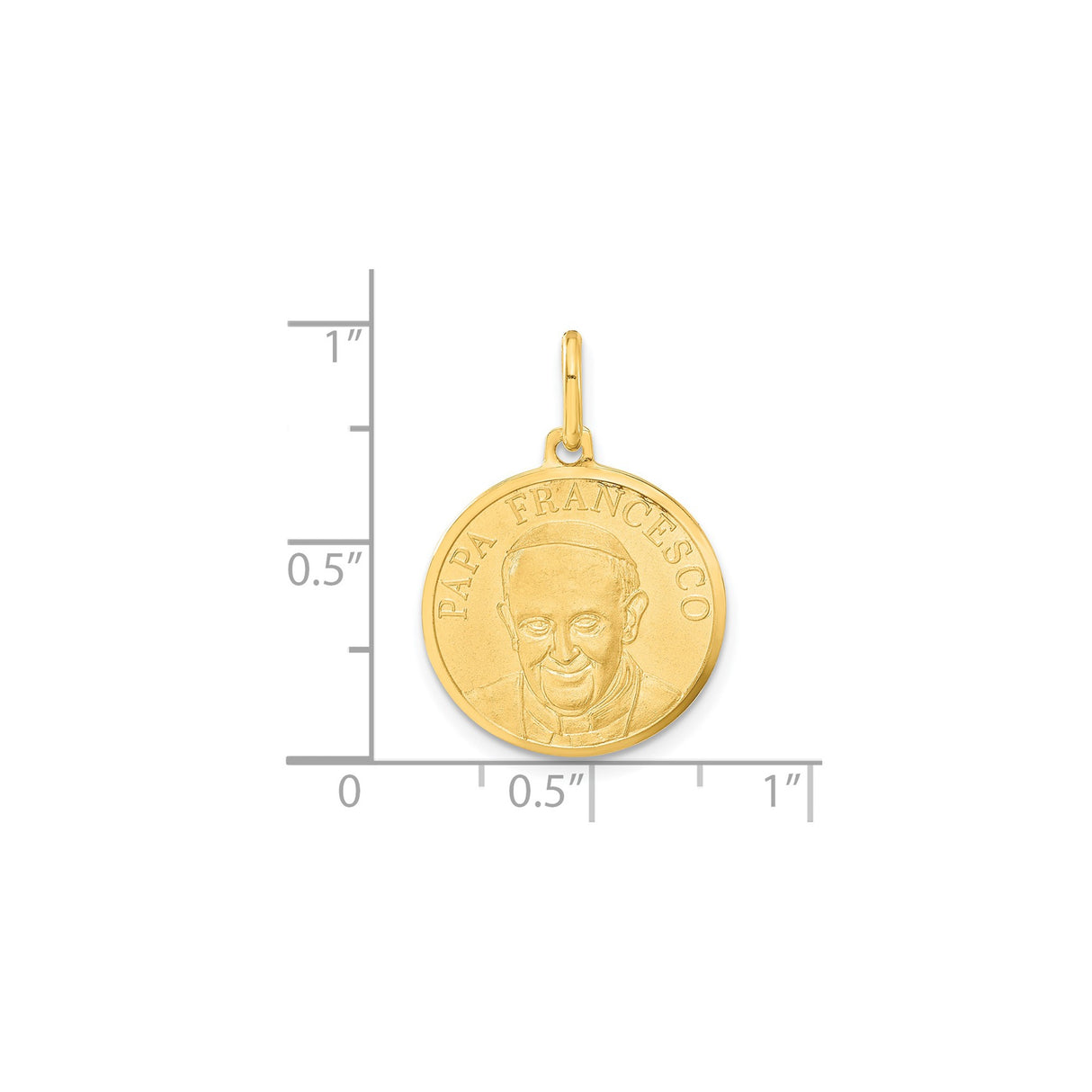 14k Yellow Gold Pope Francis Medallion Pendant with Papa Francesco Inscription