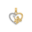 14k Multi-Tone Gold Angel Heart Pendant with Wings and Star, Christian Memorial Jewelry