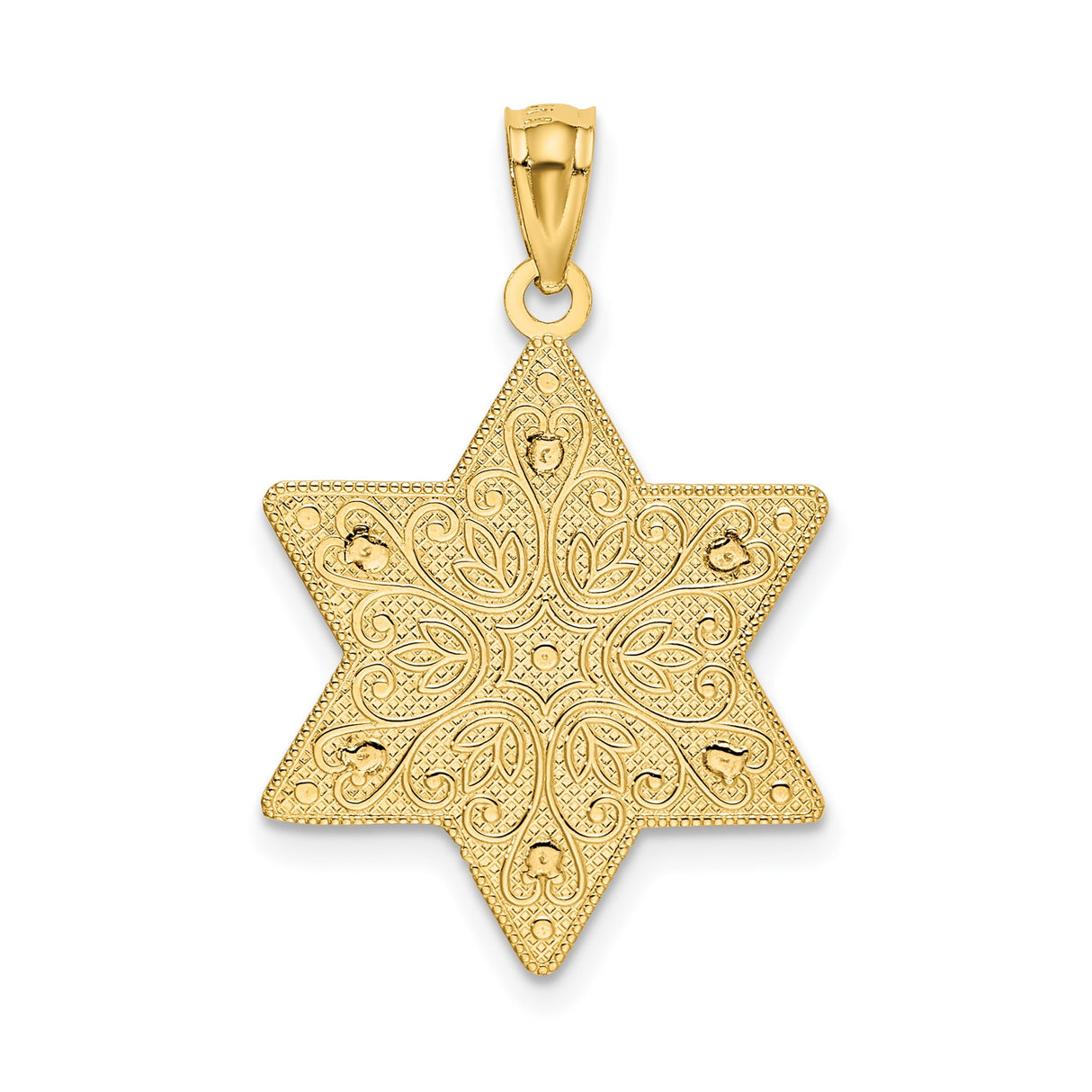 14k Two-Tone Gold Star of David Pendant with Floral Filigree and Scroll Design for Women