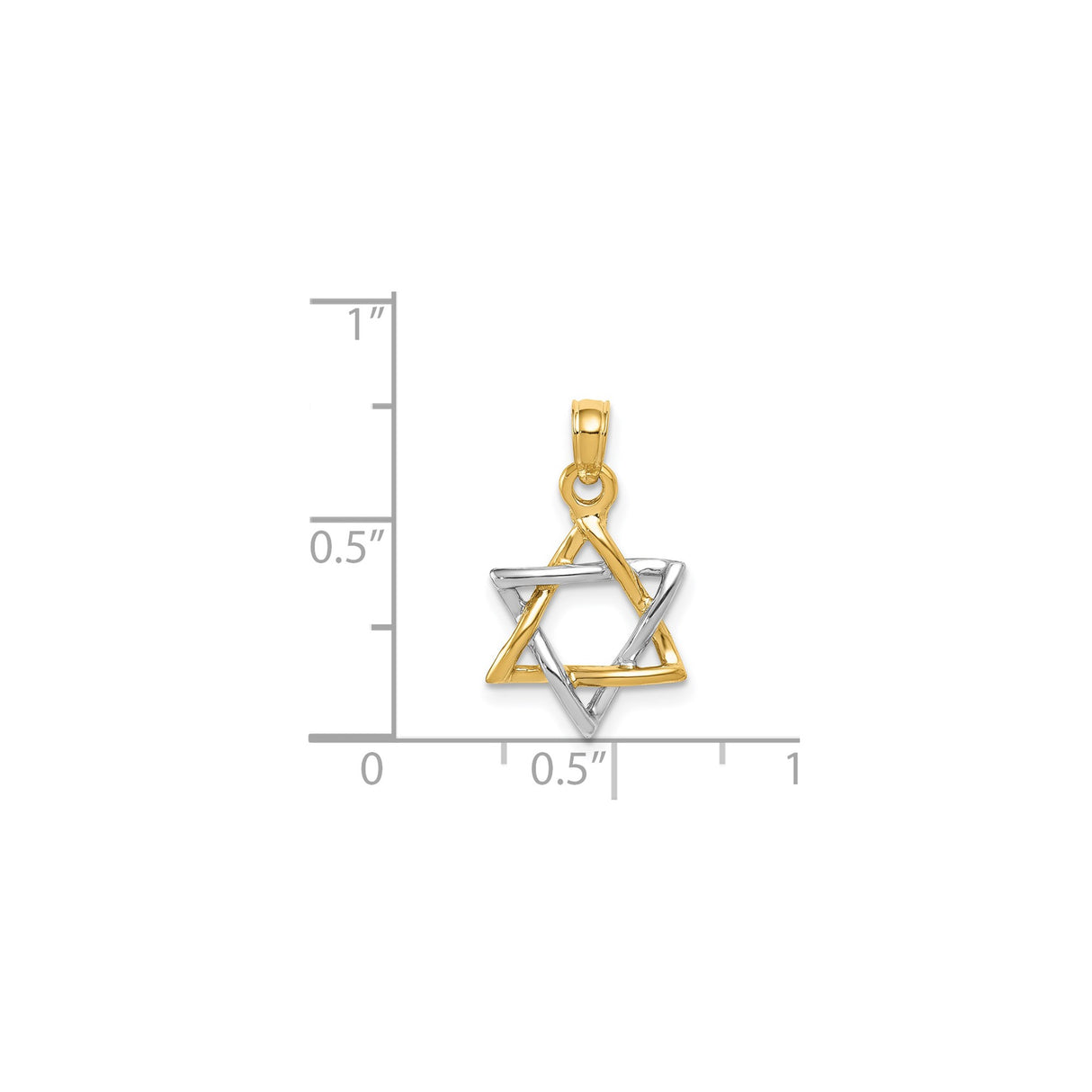 14k Two-Tone Gold Star of David Pendant with Intertwined Triangles, Unisex Jewish Charm