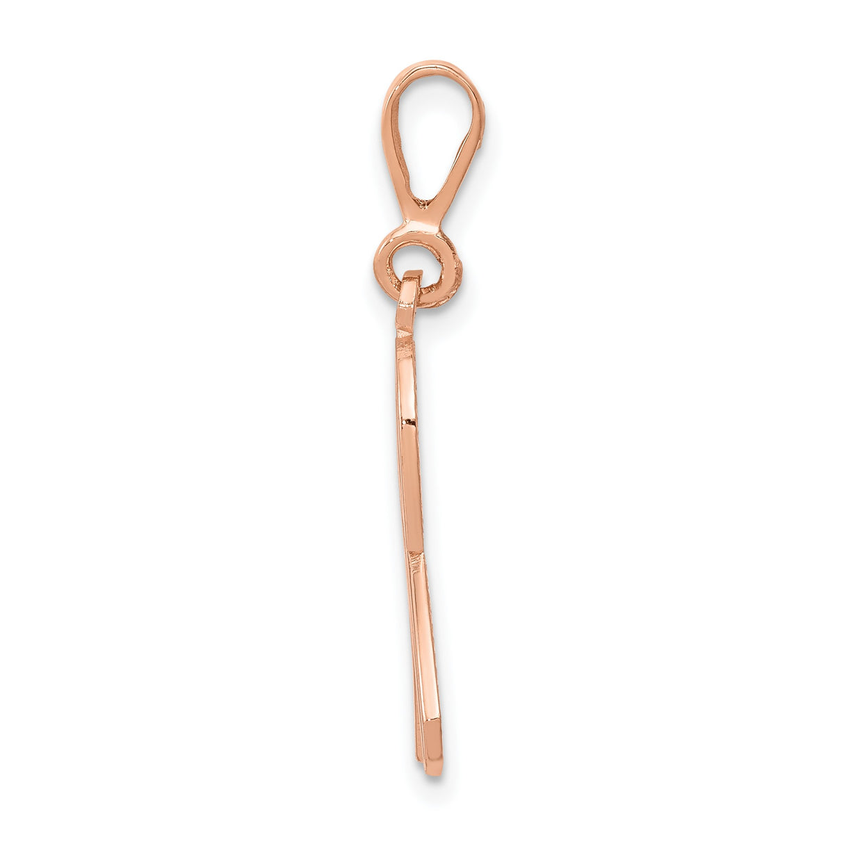14k Rose Gold Awareness Ribbon Pendant with Textured and Polished Design
