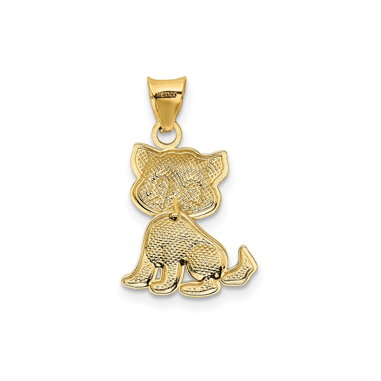 14k Yellow Gold Cat Pendant Charm with Cartoon Kitten Design, Whimsical Animal Jewelry for Women