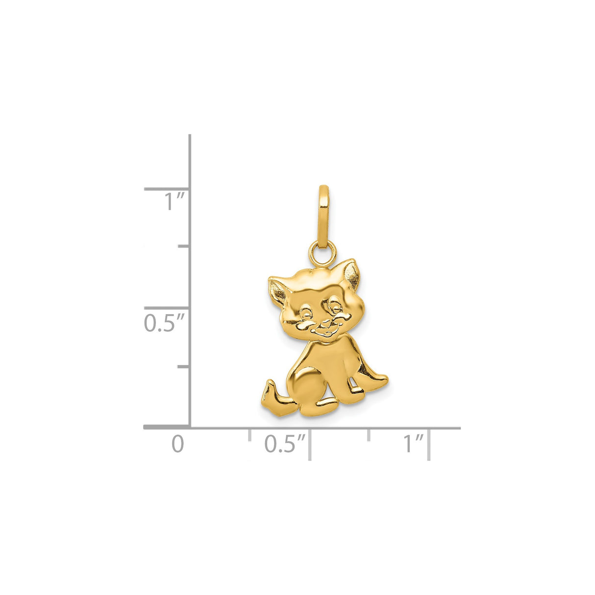 14k Yellow Gold Cat Pendant Charm with Cartoon Kitten Design, Whimsical Animal Jewelry for Women