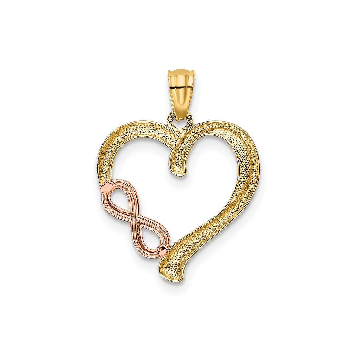 14k Two-Tone Gold Heart and Infinity Pendant, Yellow and Rose Gold, Romantic Jewelry for Women
