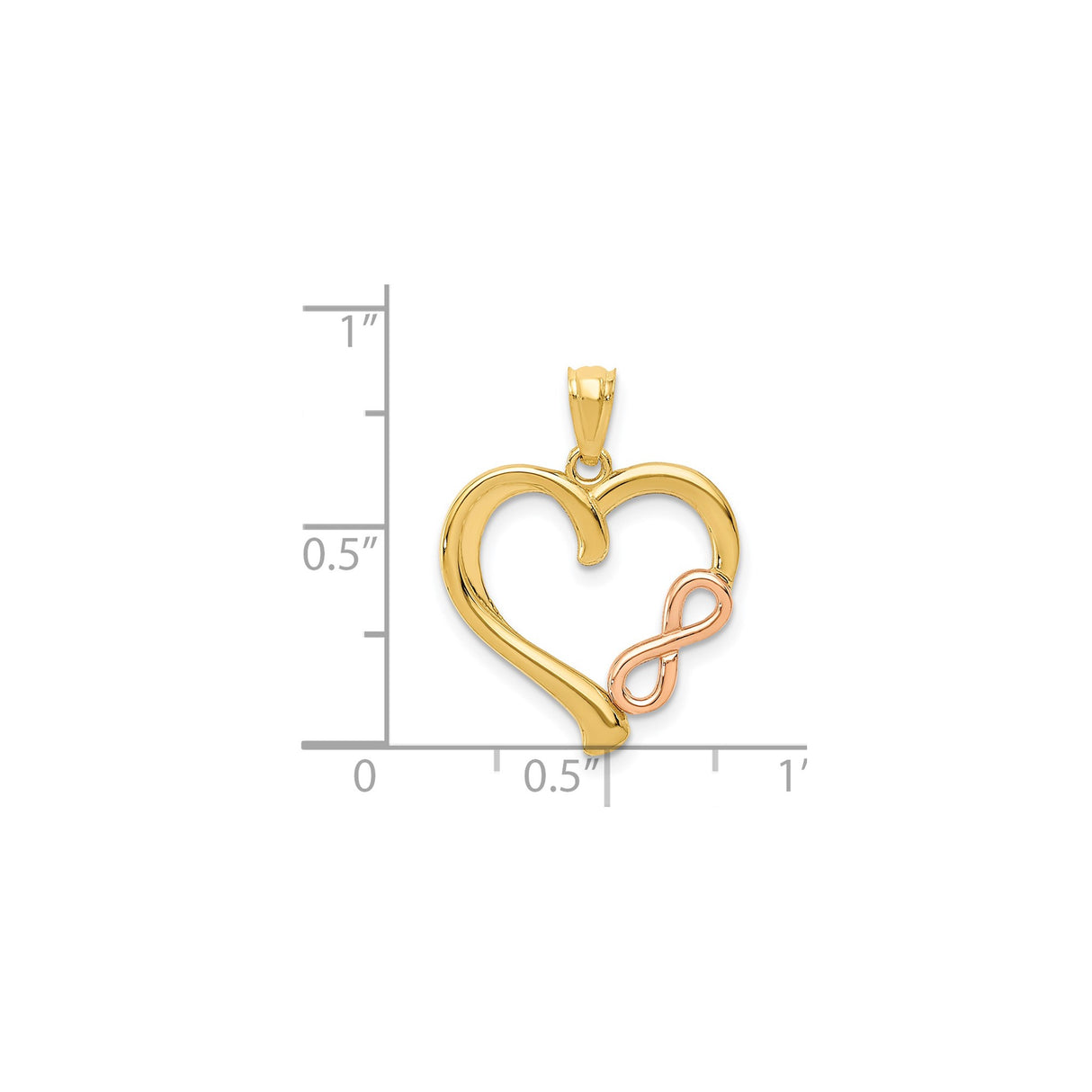 14k Two-Tone Gold Heart and Infinity Pendant, Yellow and Rose Gold, Romantic Jewelry for Women