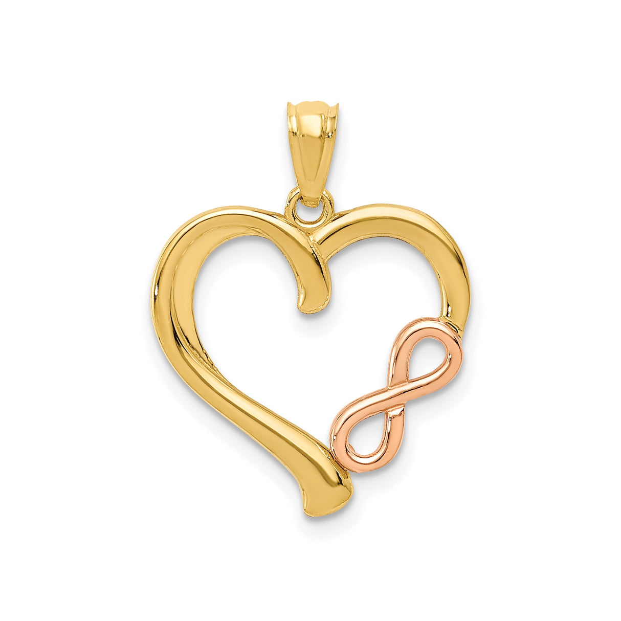 14k Two-Tone Gold Heart and Infinity Pendant, Yellow and Rose Gold, Romantic Jewelry for Women