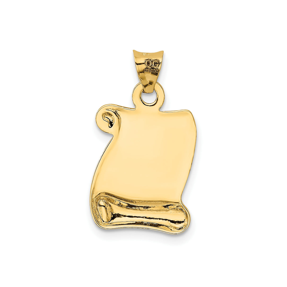 14k Yellow Gold Scroll Pendant with I Love You and Heart Design