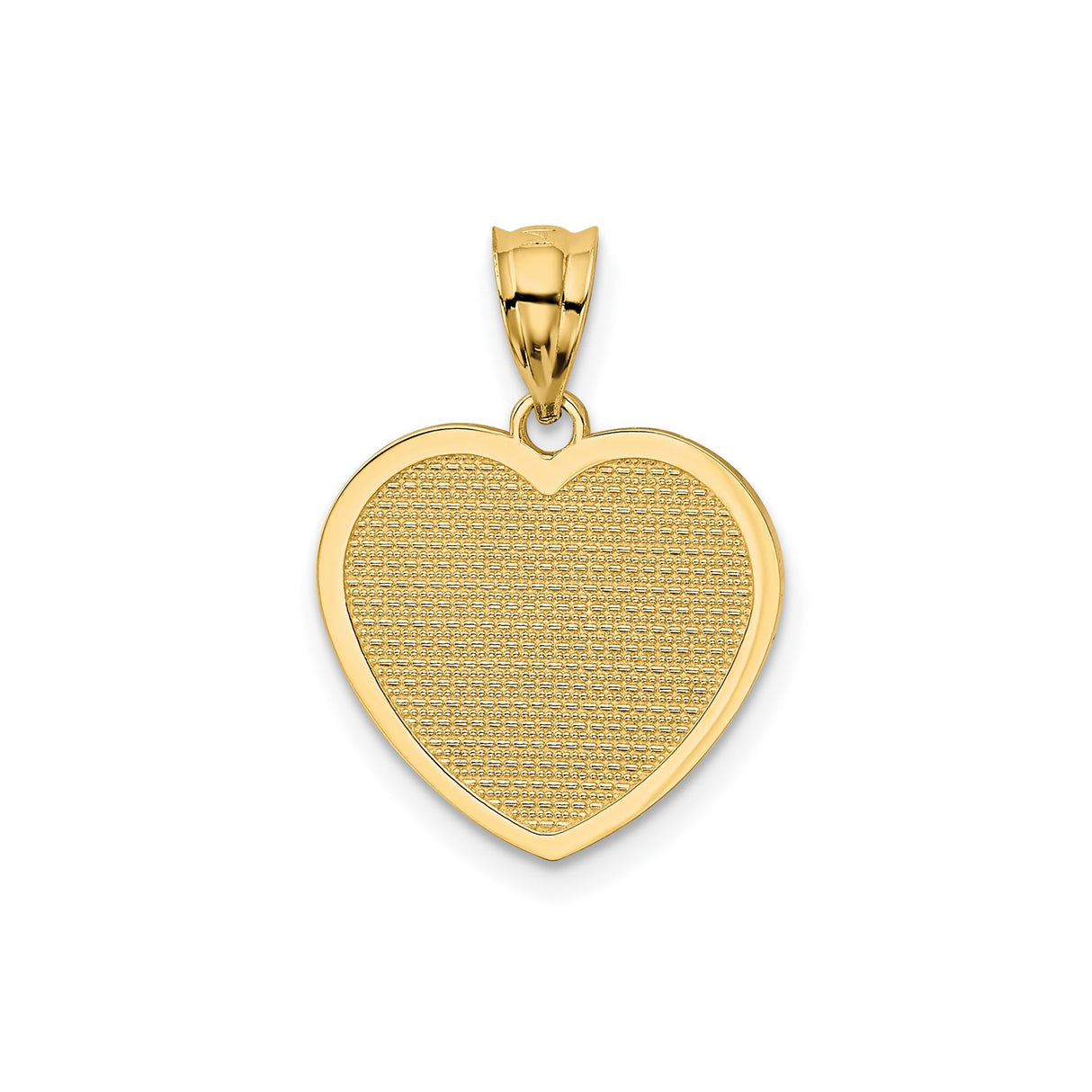 14k Yellow Gold Heart Pendant with Te Amo Text and Textured Background