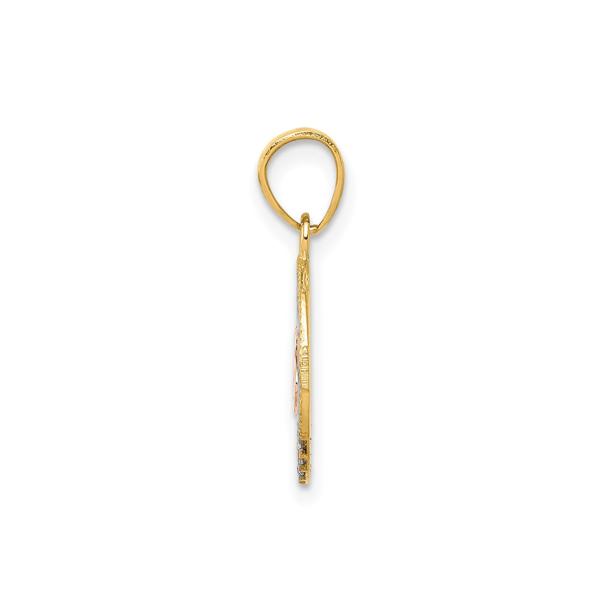 14k Two-Tone Gold Quinceañera Pendant with Cubic Zirconia and Rose Gold Number 15 Scrollwork