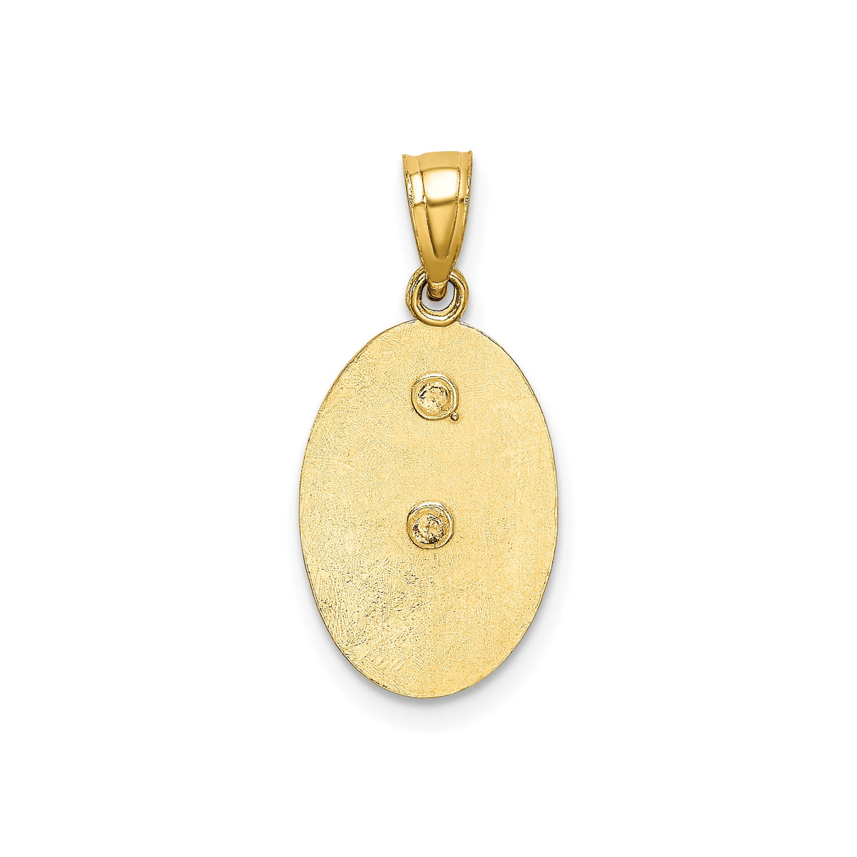 14k Two-Tone Gold Oval Pendant with Virgin of Guadalupe and Number 15 for Quinceañera
