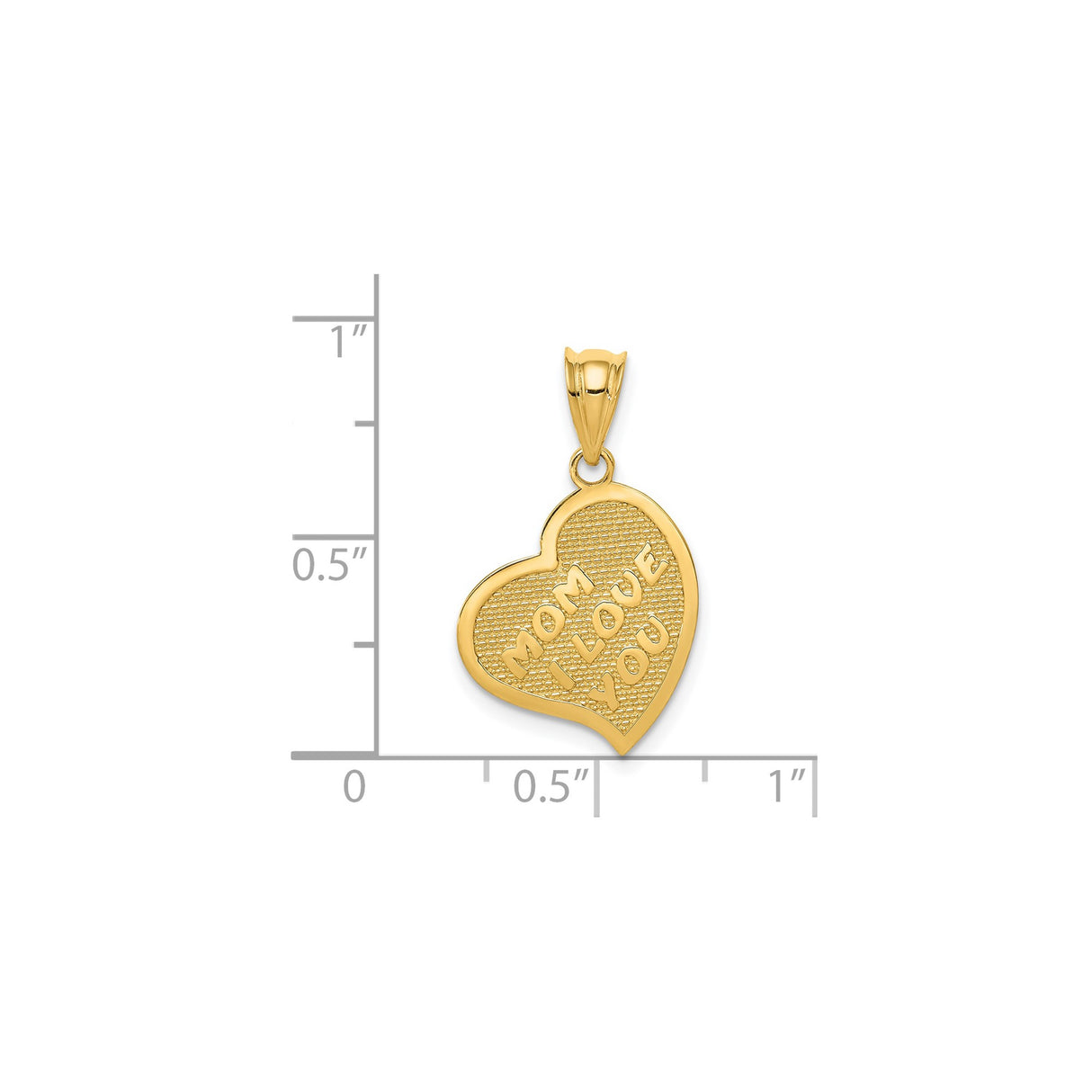 14k Yellow Gold Heart Pendant with Mom I Love You Message, Sentimental Jewelry for Women