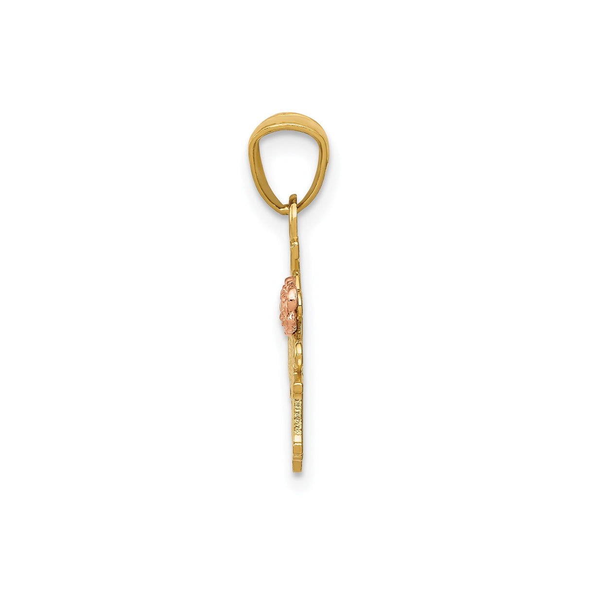 14k Two-Tone Gold Pendant, Number One Grandma Design with Rose Accent and Scrollwork
