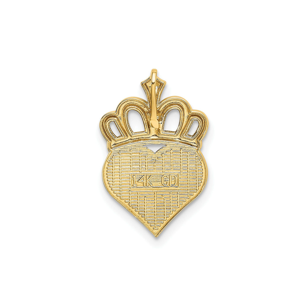 14k Multi-Tone Gold Heart Pendant with Crown Design, Daddys Little Girl Engraving for Girls