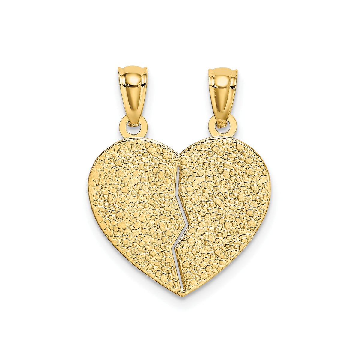14k Yellow Gold Heart Pendant with Break-Apart Mom and Daughter Design