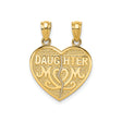 14k Yellow Gold Heart Pendant with Break-Apart Mom and Daughter Design