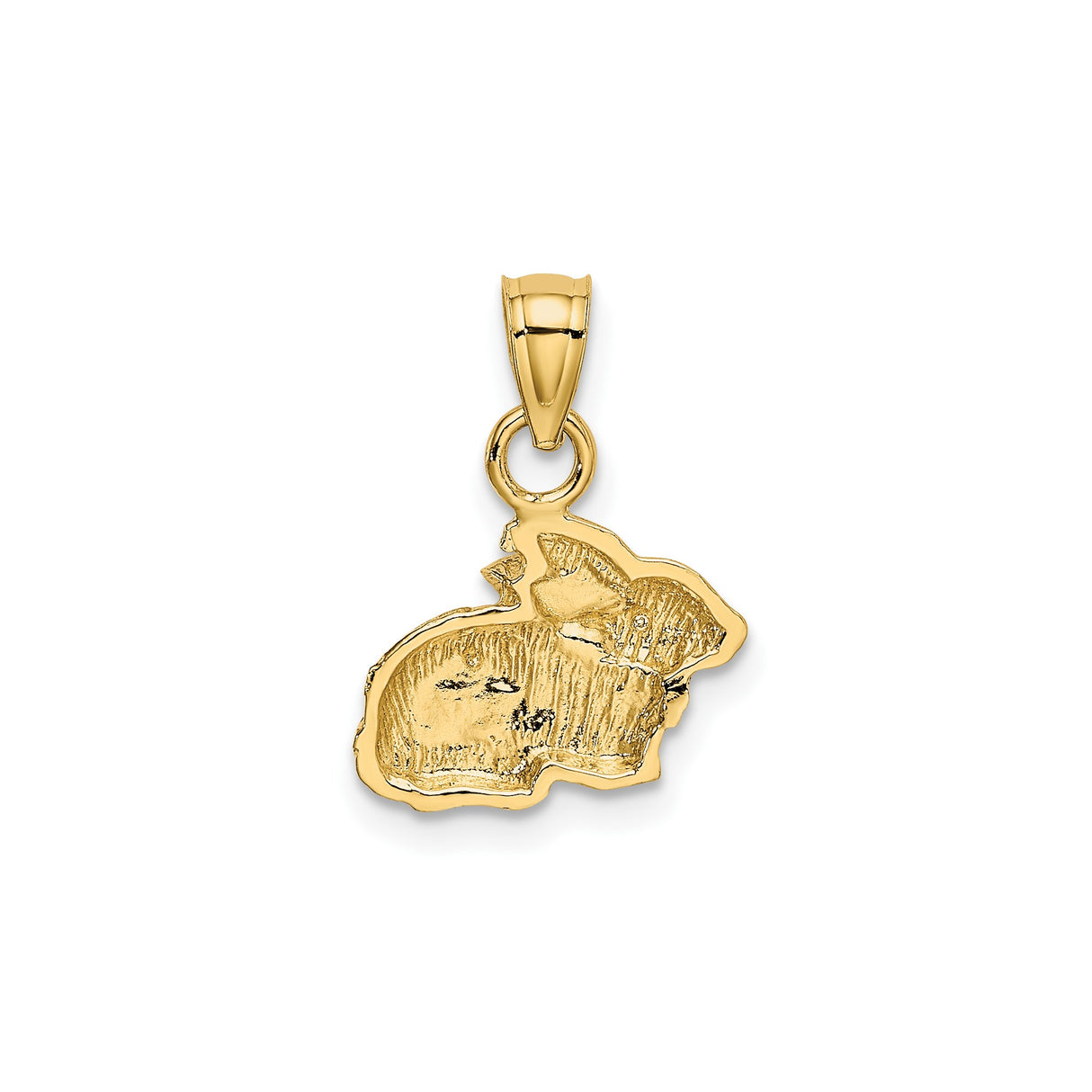 14k Yellow Gold Rabbit Pendant, Textured Bunny Charm Symbolizing Fertility and Luck