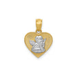 14k Multi-Tone Gold Heart Pendant with Cherub Angel Design, Christian Religious Jewelry