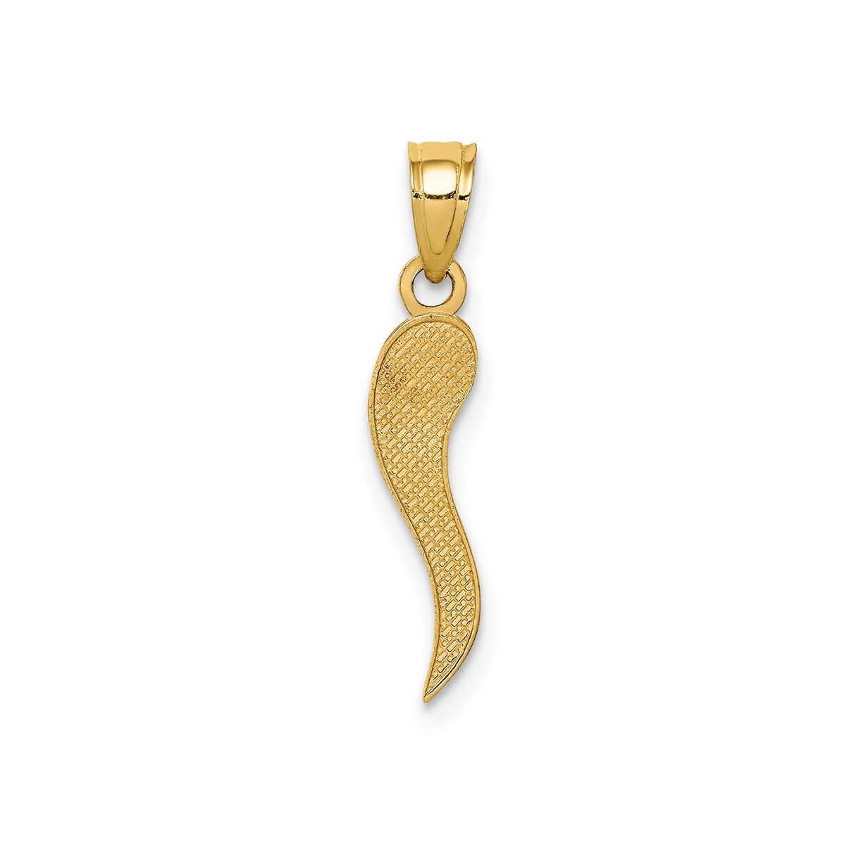 14k Yellow Gold Italian Horn Pendant, Cornicello Talisman Amulet for Protection and Good Luck
