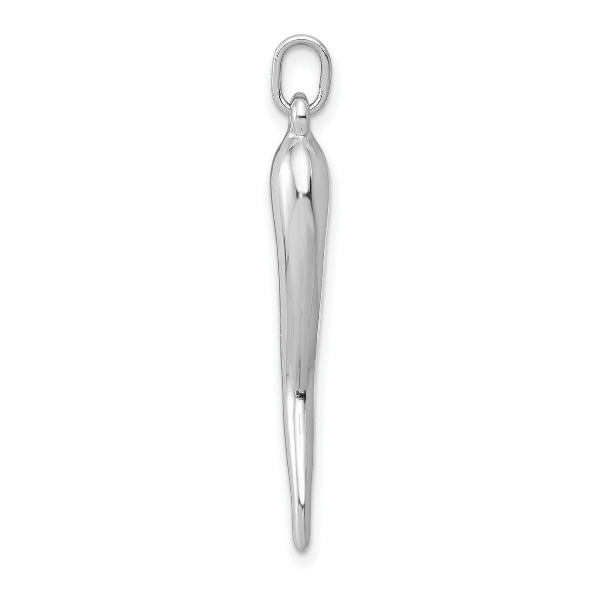 Hollow Italian Horn Charm Pendant in Real 14k White Gold