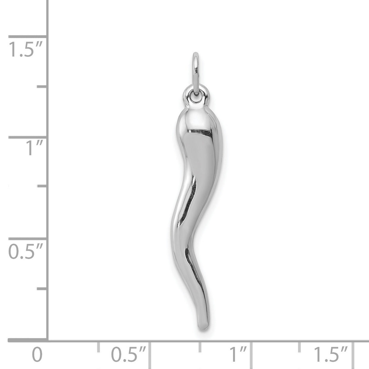 Hollow Italian Horn Charm Pendant in Real 14k White Gold