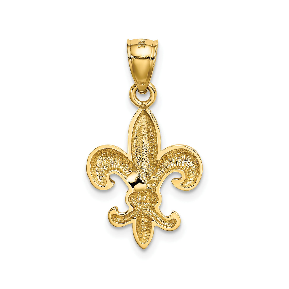 14k Yellow Gold Fleur De Lis Pendant, Polished French Symbol Charm for Women or Unisex