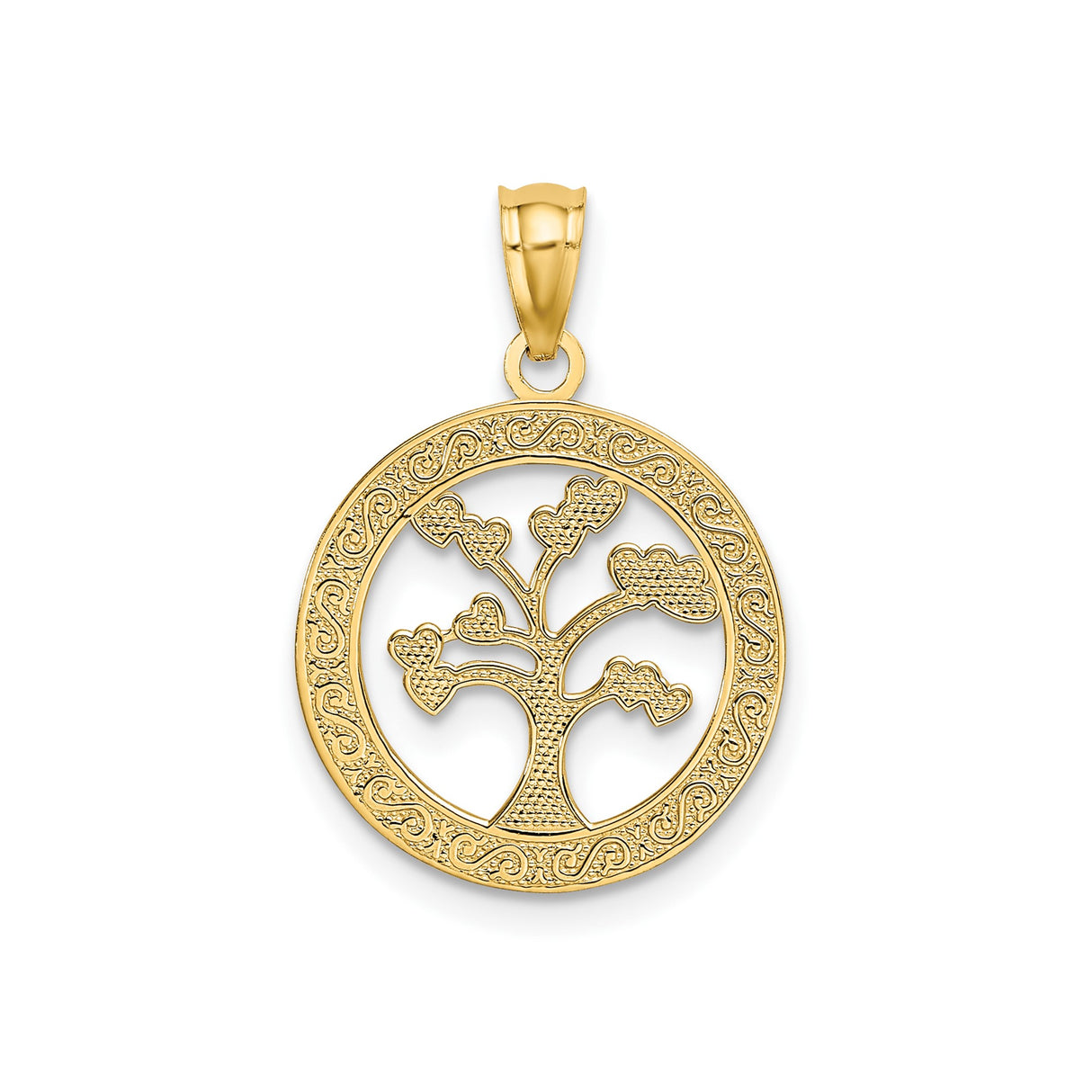 14k Yellow Gold Family Tree Pendant with Heart Accents, Unity and Heritage Symbolic Jewelry
