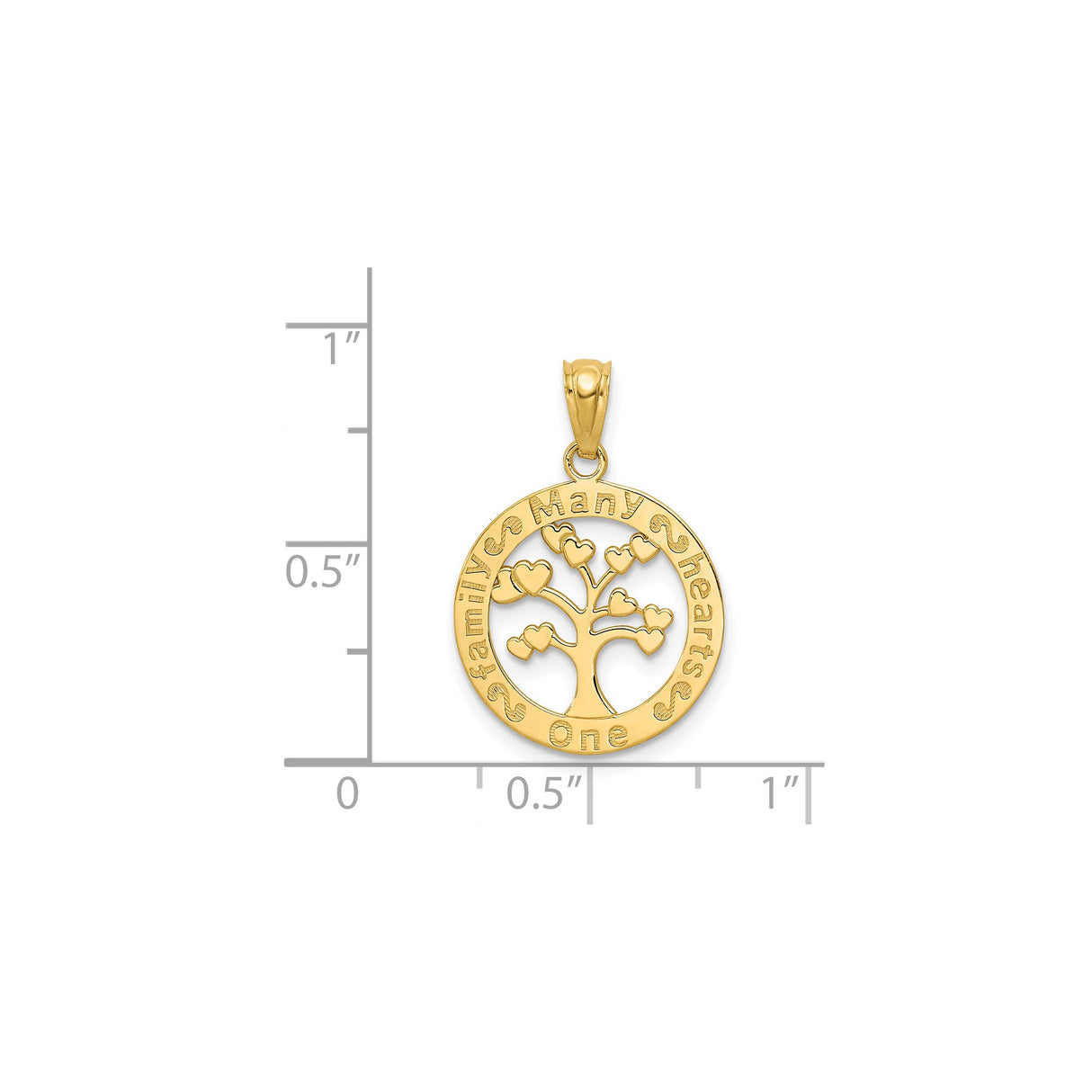 14k Yellow Gold Family Tree Pendant with Heart Accents, Unity and Heritage Symbolic Jewelry