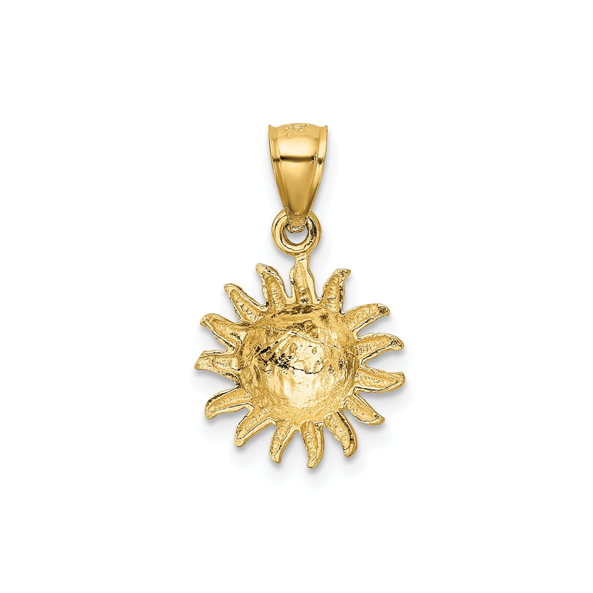 14k Yellow Gold Sun Face Pendant, Serene Expression, Celestial and Spiritual Jewelry Charm