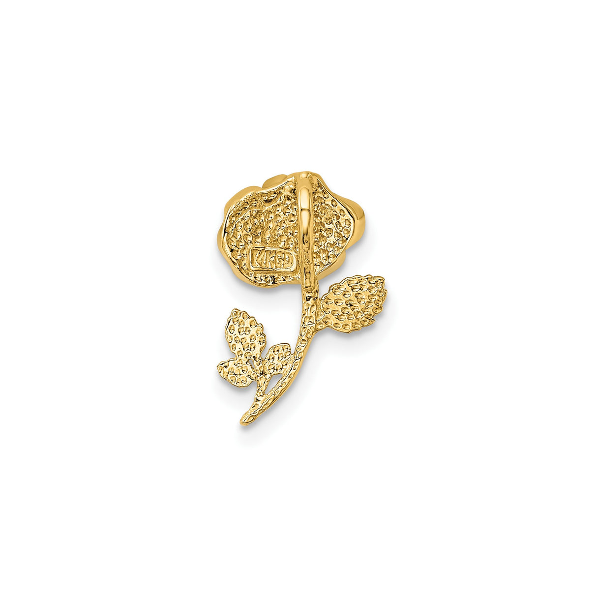14k Multi-Tone Gold Rose Pendant with Detailed Petals and Leaves