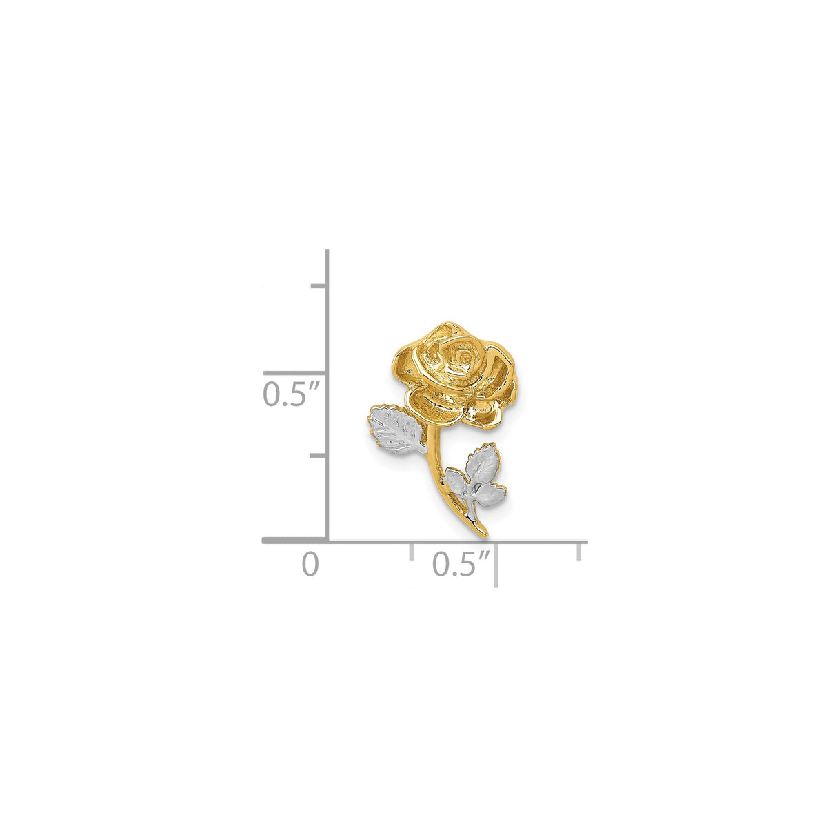14k Multi-Tone Gold Rose Pendant with Detailed Petals and Leaves