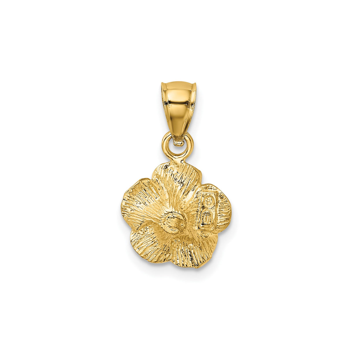 14k Yellow Gold Flower Pendant with Satin Finish, Textured Blossom Design, Feminine Botanical Jewelry