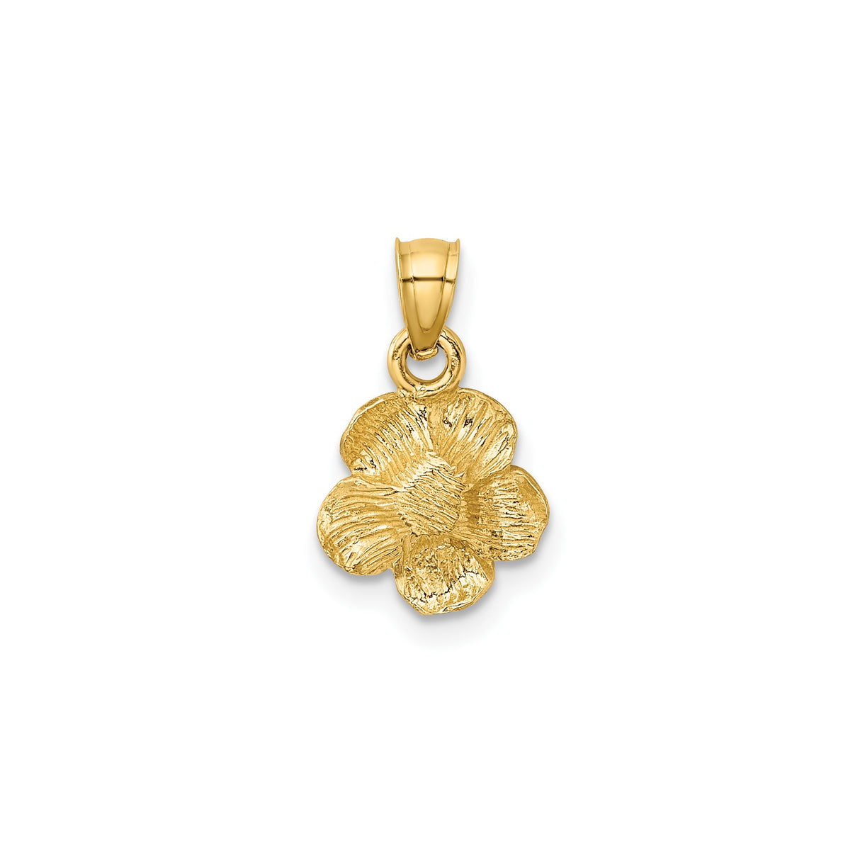 14k Yellow Gold Hibiscus Flower Pendant, Tropical Blossom Charm for Women