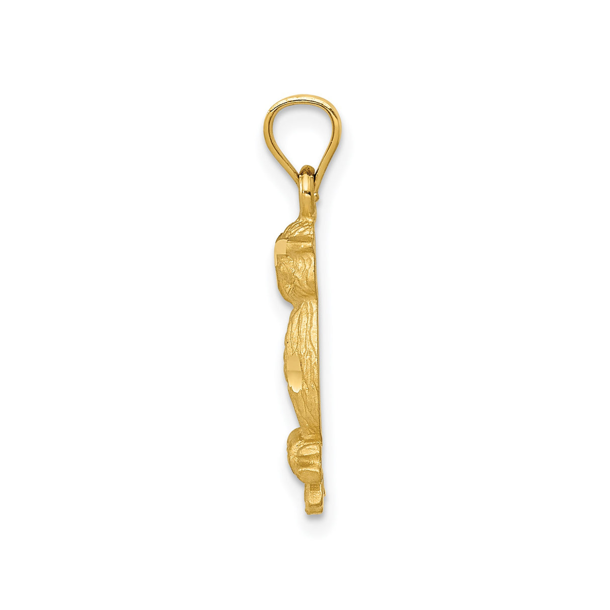 14k Yellow Gold Owl Pendant with Textured Design on Tree Branch, Symbol of Wisdom and Knowledge