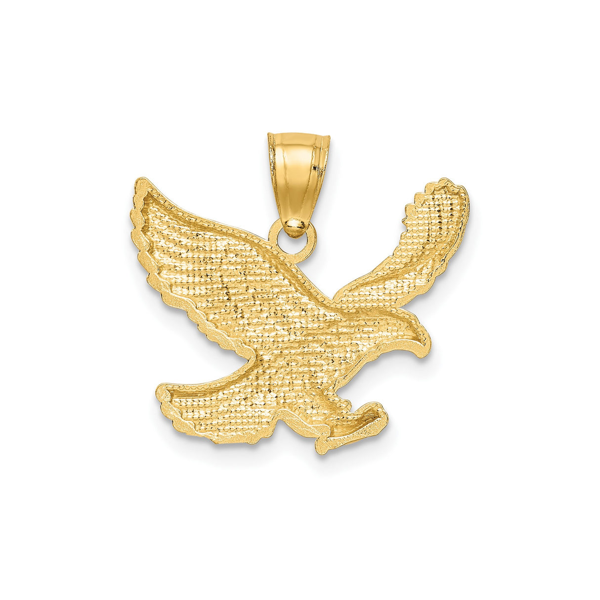 14k Yellow Gold Eagle Pendant, Soaring Bird in Flight Design, Patriotic Symbol for Men or Unisex